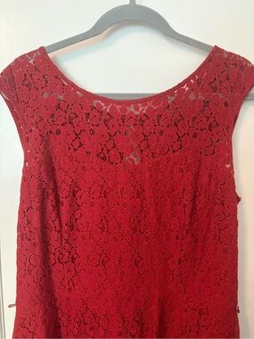 White House black market Red Lace Sleeveless Dress womens 14